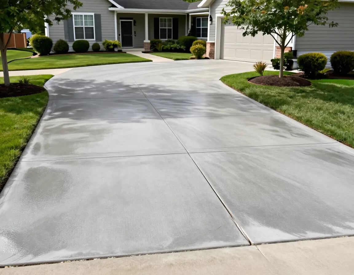 Clean driveway after pressure washing