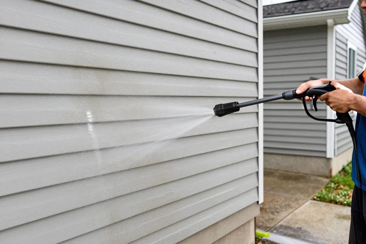 Power washing siding